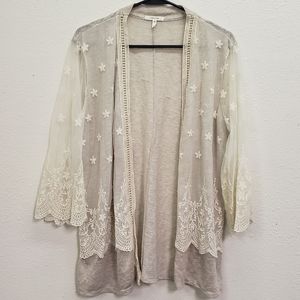 Cream boho cardigan with lace maurices size xl